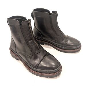 VINTAGE FOUNDRY CO Men's Spin Ankle Cap Toe Black Leather Zip Up Boots Size 11